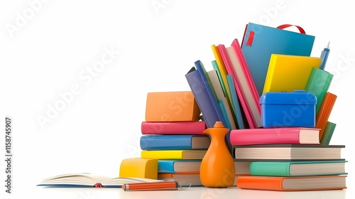 Colorful 3D Book Stack Illustration