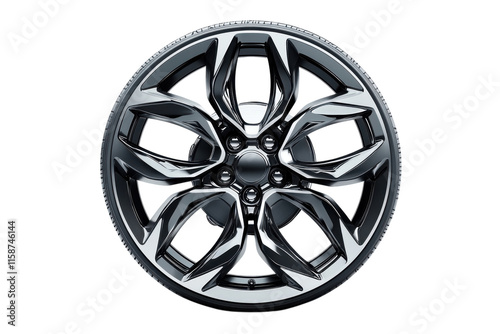 High-performance car wheel showcasing sleek design and polished finish for automotive enthusiasts photo