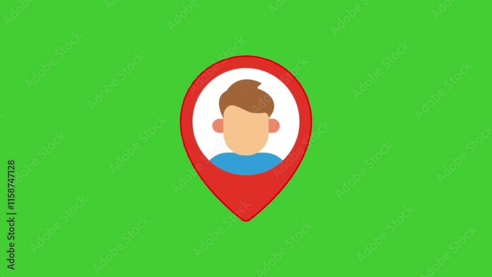 User red location 3D pin rotating icon on green screen background for navigation and mapping User red location 3D pin rotating icon on green screen background for navigation and mapping