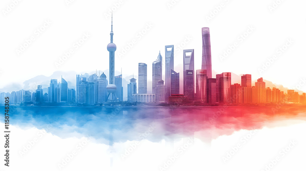 custom made wallpaper toronto digitalCityscape Watercolor Illustration