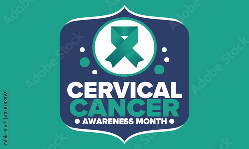 Cervical Cancer Awareness Month. Celebrate annual in January. Woman healthcare. Girl solidarity. Cancer prevention. Female disease. Medical healthcare concept. Poster, banner and background. Vector