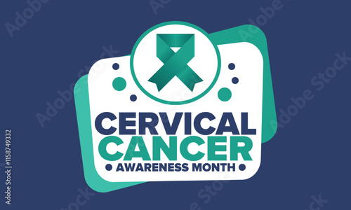 Cervical Cancer Awareness Month. Celebrate annual in January. Woman healthcare. Girl solidarity. Cancer prevention. Female disease. Medical healthcare concept. Poster, banner and background. Vector