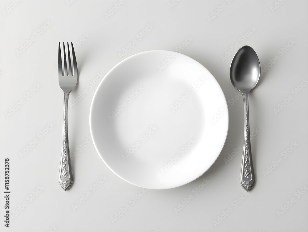plate fork spoon silver empty background table mockup silver dinner kitchen minimalism display cafe plate fork spoon silver empty background table mockup silver dinner kitchen minimalism display cafe
