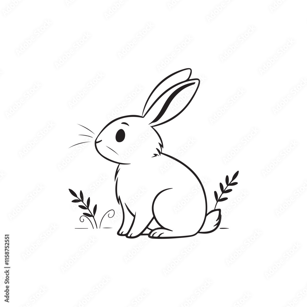 bunny silhouette vector line art logo design bunny silhouette vector line art logo design