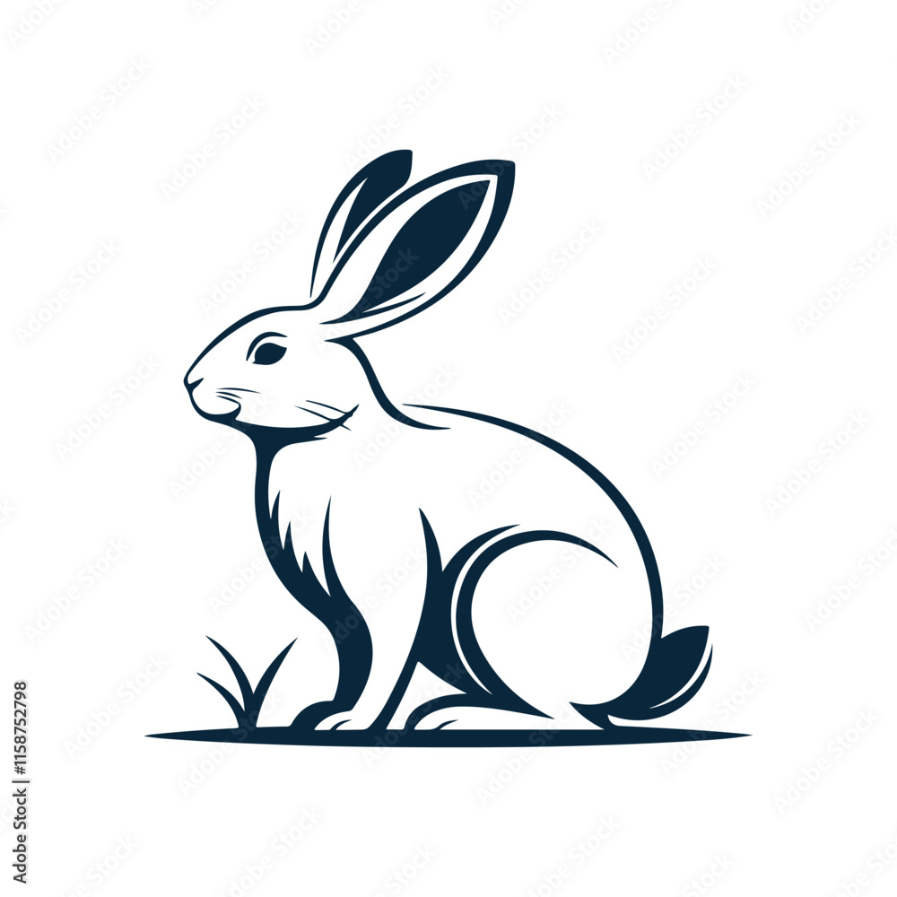 bunny silhouette vector line art logo design bunny silhouette vector line art logo design