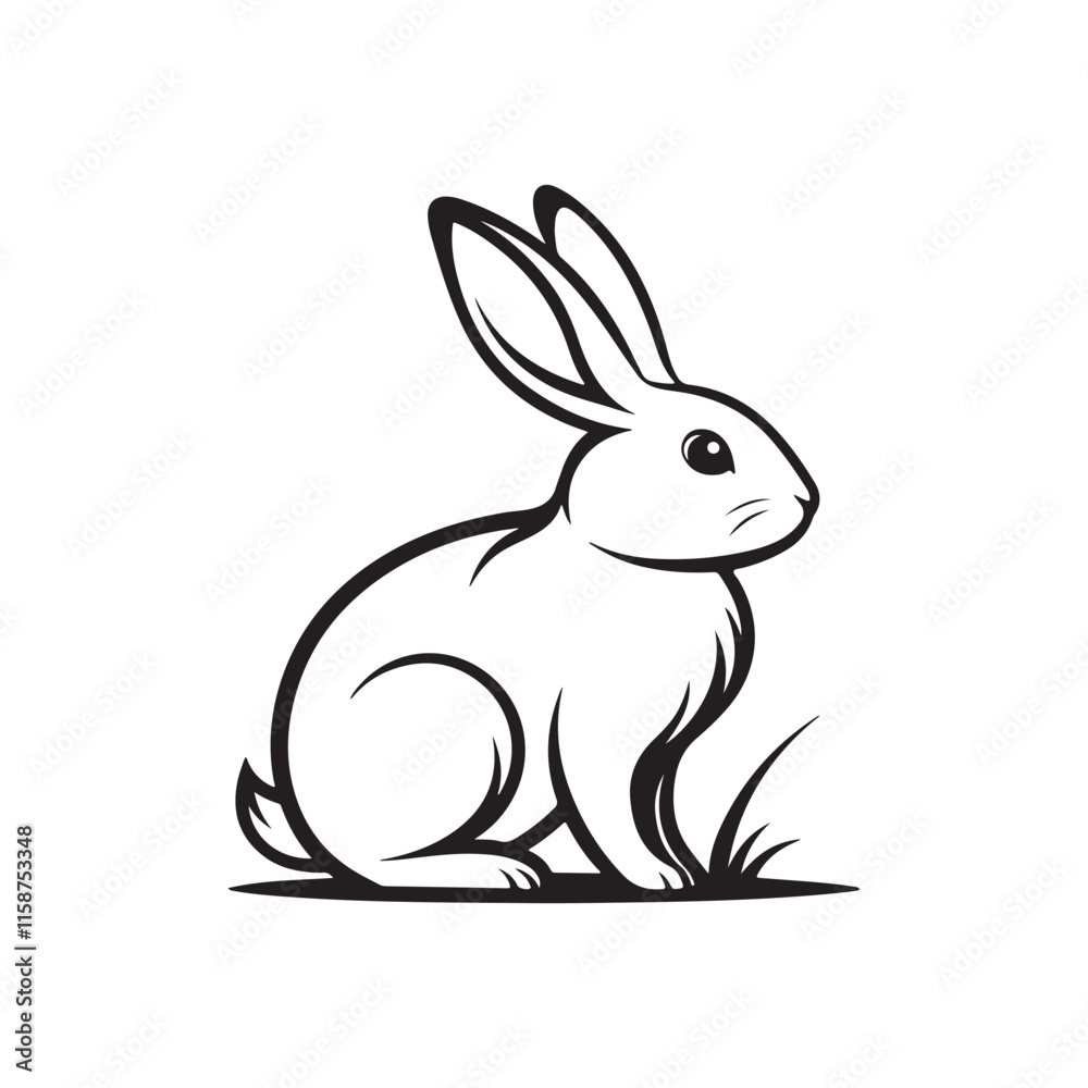 bunny silhouette vector line art logo design bunny silhouette vector line art logo design