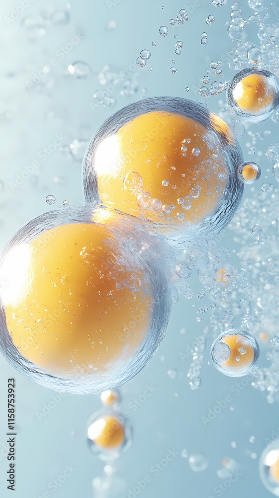 Digital Technology Yellow Sphere Skincare Molecular Poster Background Digital Technology Yellow Sphere Skincare Molecular Poster Background