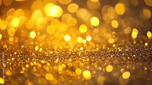 Golden glitter bokeh isolated on transparent PNG,