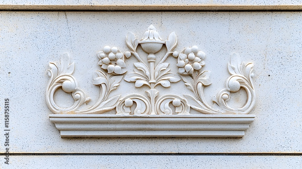 Decorative Architectural Relief of Flowers and Leaves Detail Decorative Architectural Relief of Flowers and Leaves Detail