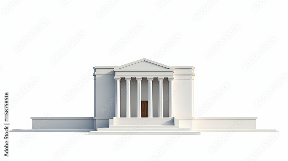 Obraz premium A majestic classical building stands proudly, its columns and steps gleaming under a bright light. An architectural marvel!