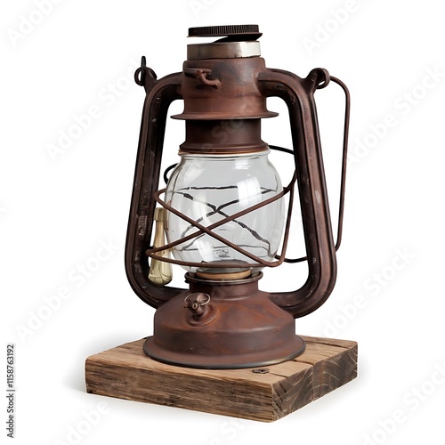 old oil lamp isolated on white