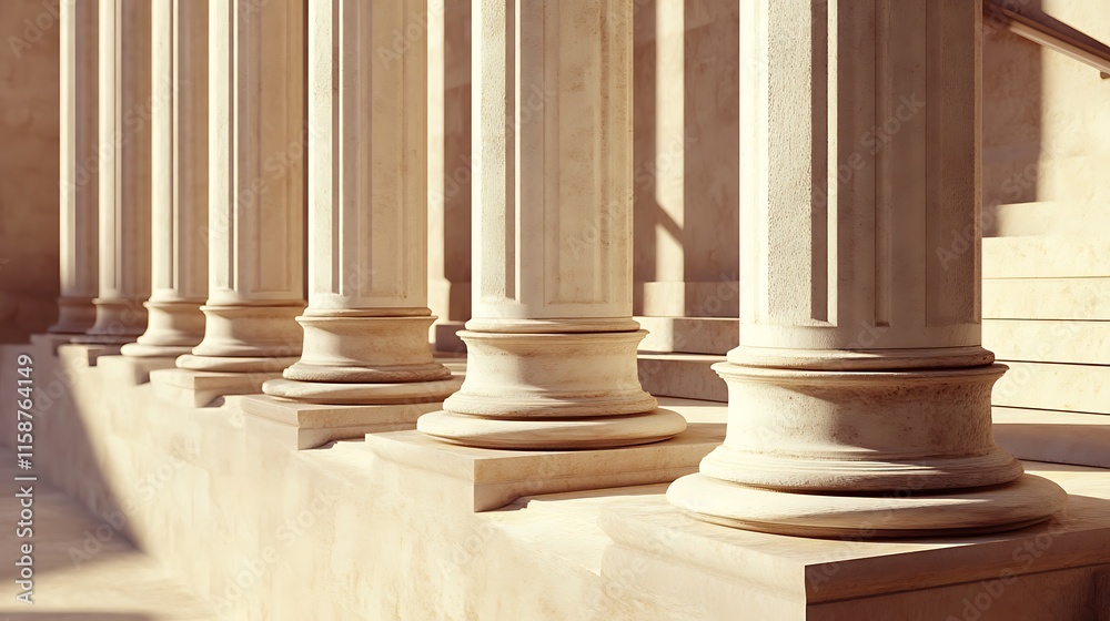 Classical Architecture: Majestic Columns Basking in Sunlight Classical Architecture: Majestic Columns Basking in Sunlight