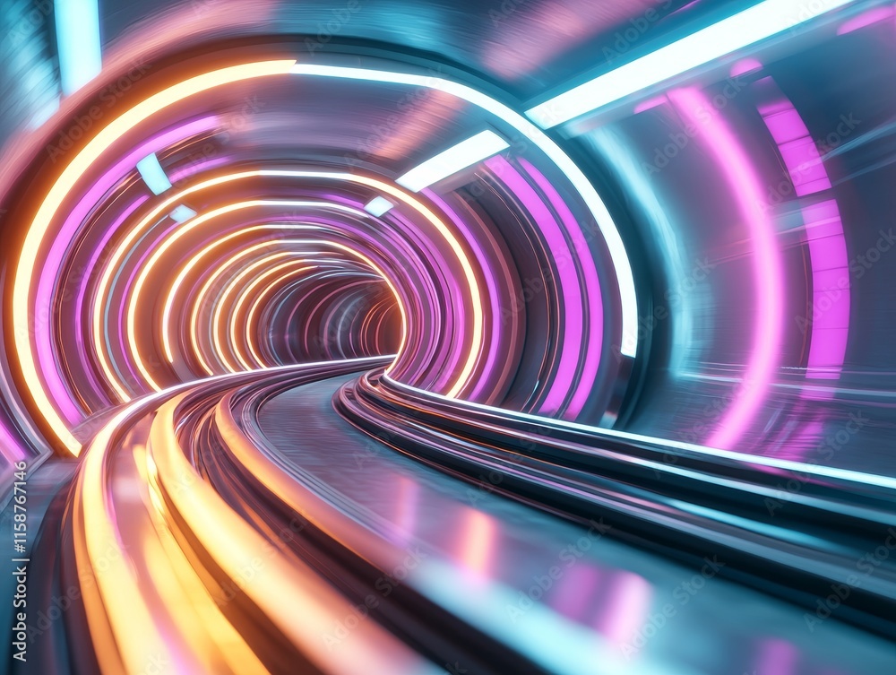 Futuristic Neon Tunnel Abstract Light Speed Travel Background Futuristic Neon Tunnel Abstract Light Speed Travel Background