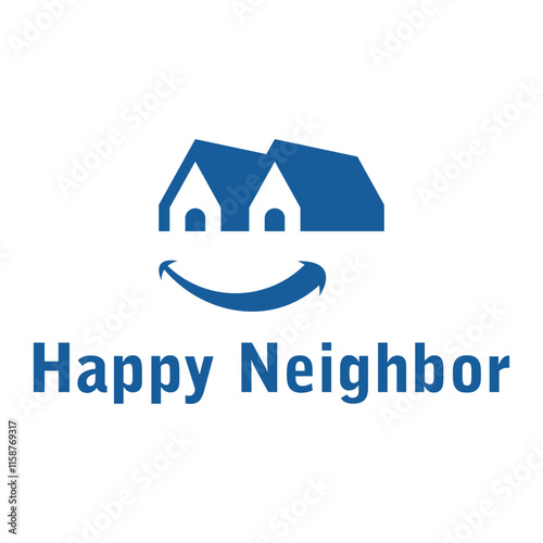 happy neighbor flat minimalist logo design