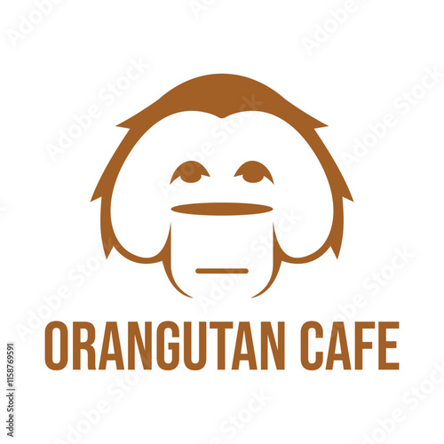 orangutan cafe flat minimalist logo design