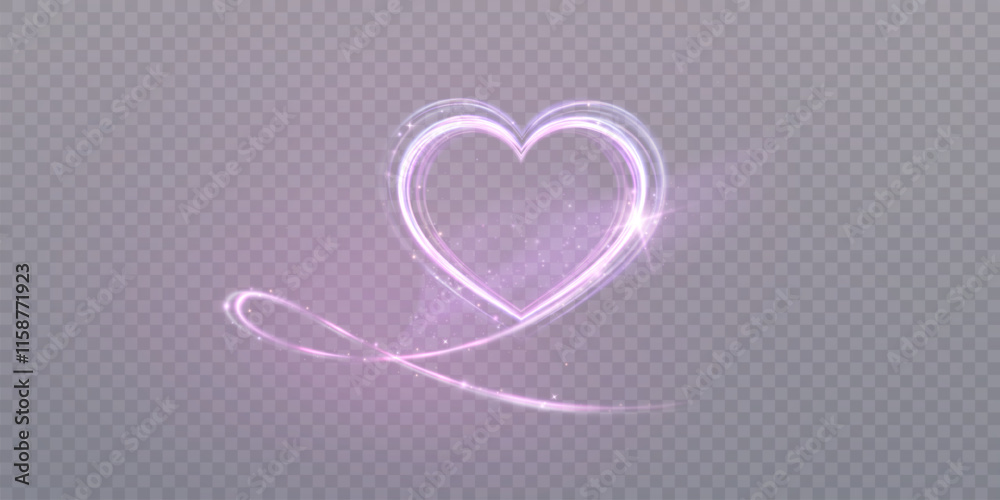 Heart shape glow effect for valentine design. Vibrant purple heart glow effect with light sparkle and highlights. Heart shape glow effect for valentine design. Vibrant purple heart glow effect with light sparkle and highlights.