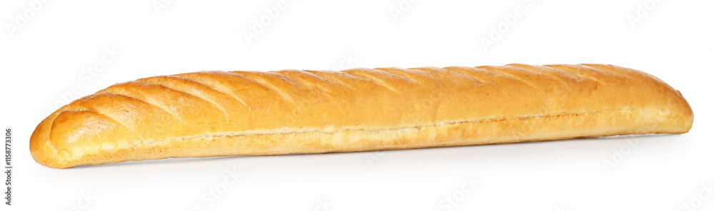 One freshly baked baguette isolated on white One freshly baked baguette isolated on white