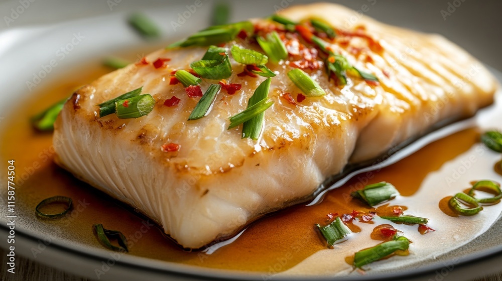 Pan Seared Cod Fillet with Soy Glaze and Scallions