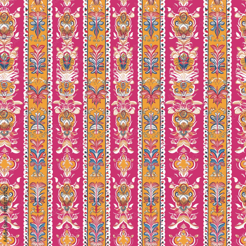 Chunri seamless pattern design for dupatta and saree vibrant textile art in traditional style colorful environment top-down view Chunri seamless pattern design for dupatta and saree vibrant textile art in traditional style colorful environment top-down view