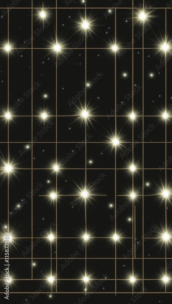 Obraz premium Bright Starry Grid Overlay on Black Background