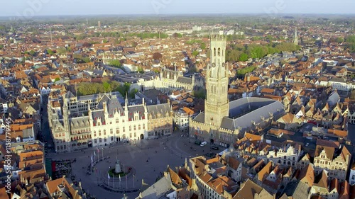 Bruges in Belgium Flanders with Belfort Tower