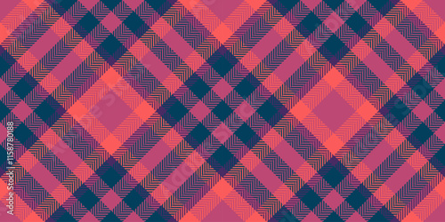 Individuality pattern plaid textile, internet background seamless vector. Glen tartan texture check fabric in pink and cyan colors.