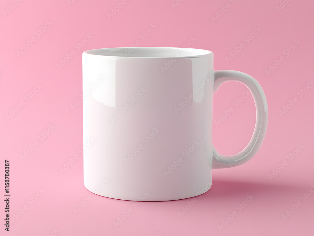 Mockup of a plain white ceramic mug on simple pink background, Mock-up of white coffee cup on a pink background with copy space for text, design or logo Mockup of a plain white ceramic mug on simple pink background, Mock-up of white coffee cup on a pink background with copy space for text, design or logo