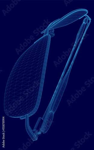 blue glasses with a blue background. The glasses are blurry and pixelated, giving the impression of a digital image