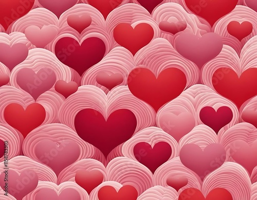 Layered Hearts Romantic Pink Red Valentine Design