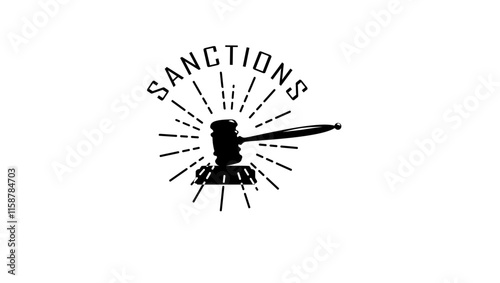 Sanctions symbol , black isolated silhouette