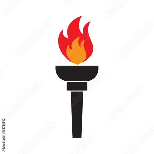 fire torch flat icon vector