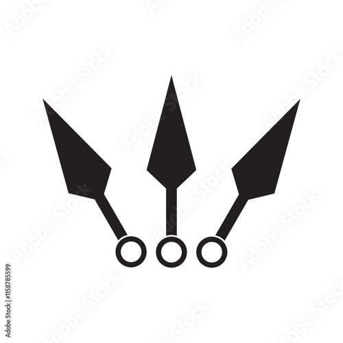 kunai knife flat icon vector