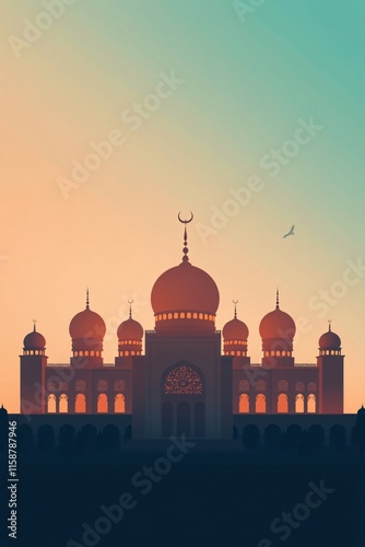 Wallpaper Mural Sunset Serenity: Majestic Mosque Silhouette Torontodigital.ca