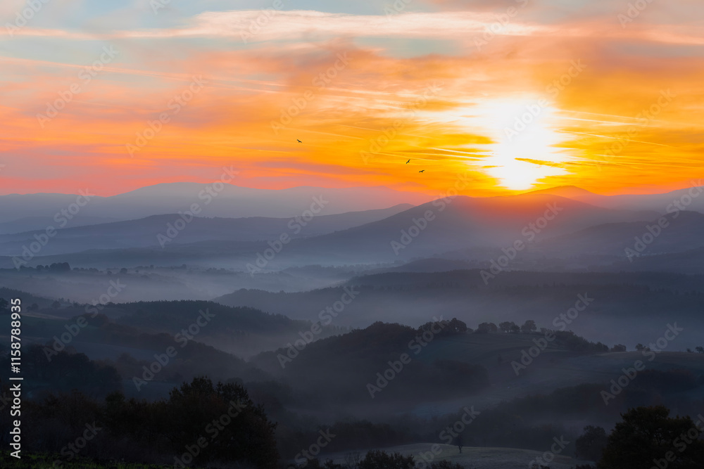 Fototapeta premium Sunset photos in the mountains.