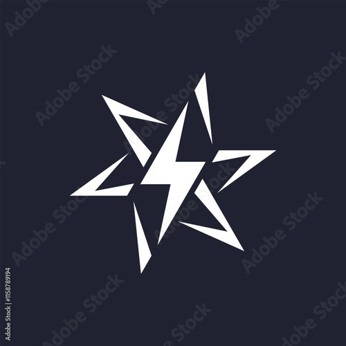 Electrical energy with star spark logo design vector 