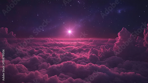 single star shines brightly in vibrant night sky filled with clouds