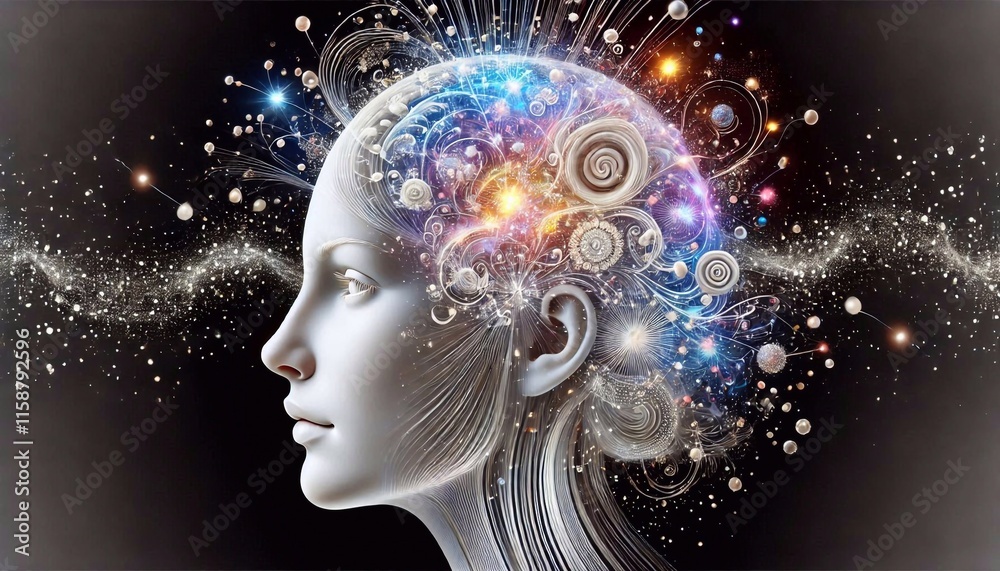 Obraz premium The human brain, an abstract representation of active mind and consciousness