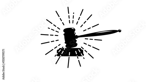 justice gavel emblem , black isolated silhouette