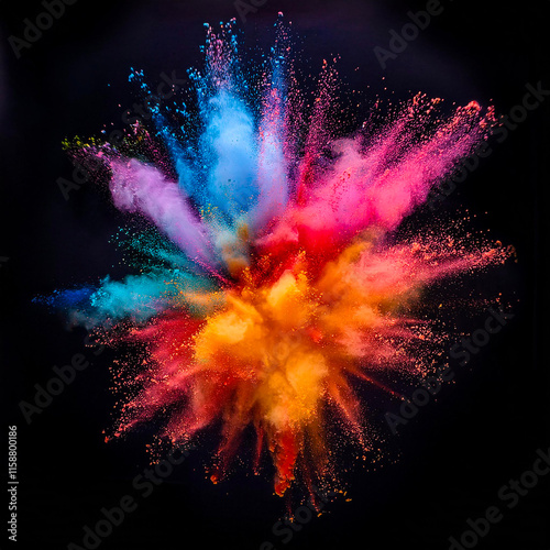 Generated image of colored powder explosion.