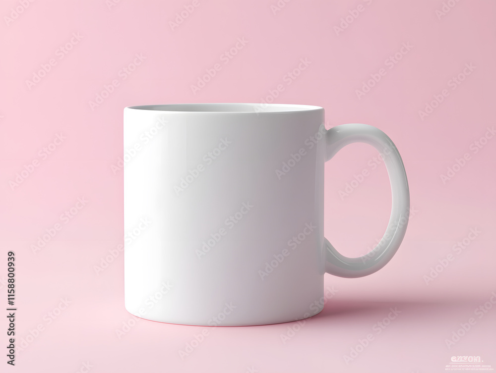 Mockup of a plain white ceramic mug on simple pink background, Mock-up of white coffee cup on a pink background with copy space for text, design or logo Mockup of a plain white ceramic mug on simple pink background, Mock-up of white coffee cup on a pink background with copy space for text, design or logo
