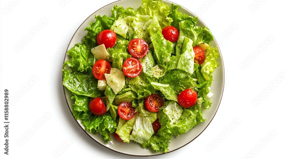 Caesar salad in a plate, top view Caesar salad in a plate, top view