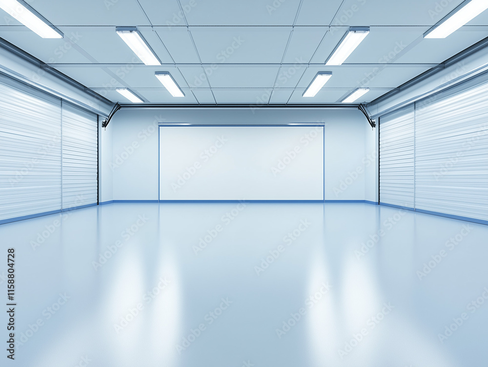 Fototapeta premium Expansive Garage Interior Mockup Featuring Blank Tool Inventory Layout for Automotive and Storage Design Projects