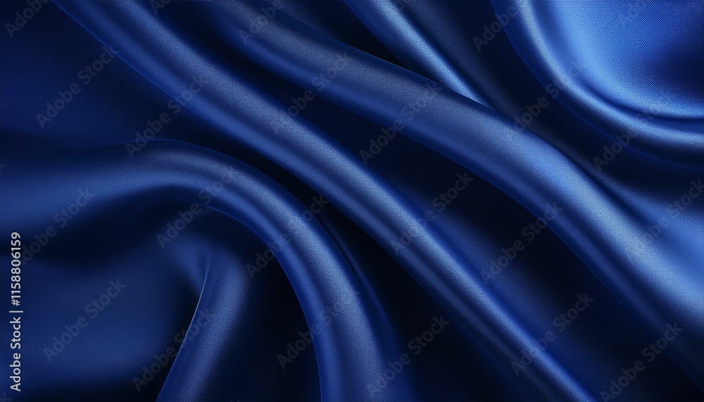 Obraz premium Abstract dark blue background. Silk satin. Navy blue color. Elegant background with space for design. Soft wavy folds.