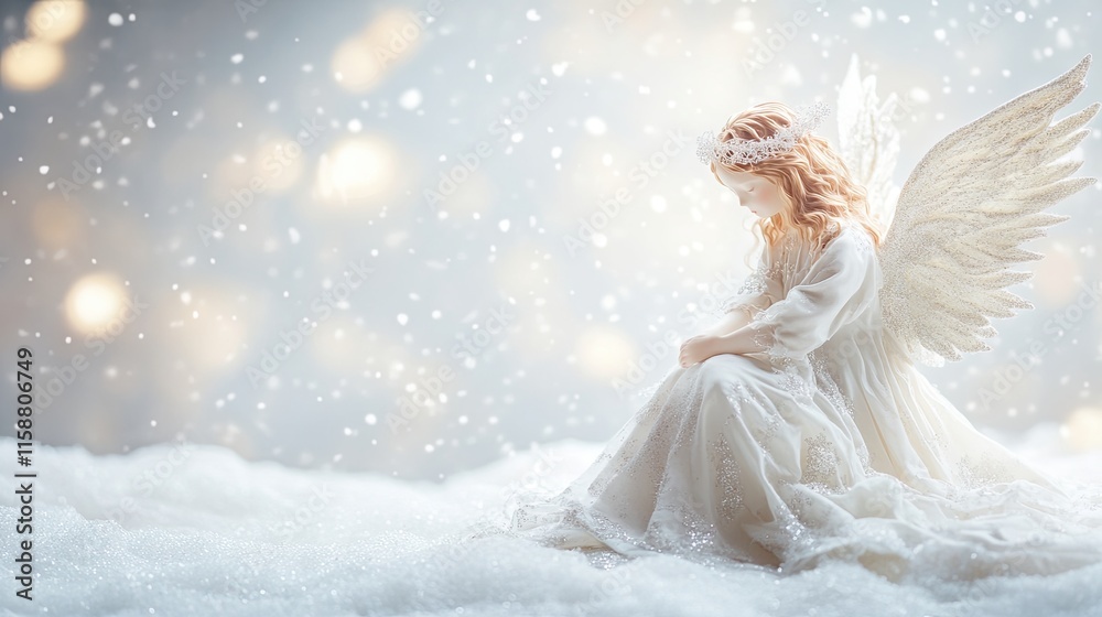 A representation of a Christmas angel against a white background A representation of a Christmas angel against a white background