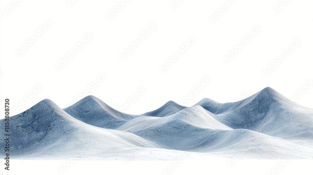 Snowy mountain range landscape isolated on white. Snowy mountain range landscape isolated on white.