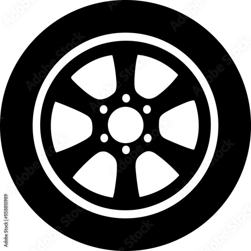 Car wheel silhouette design illustration