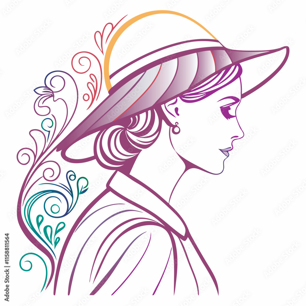 Modern Fashion Logo Featuring an Elegant Woman in Vibrant Colors, Art & Illustration Modern Fashion Logo Featuring an Elegant Woman in Vibrant Colors, Art & Illustration
