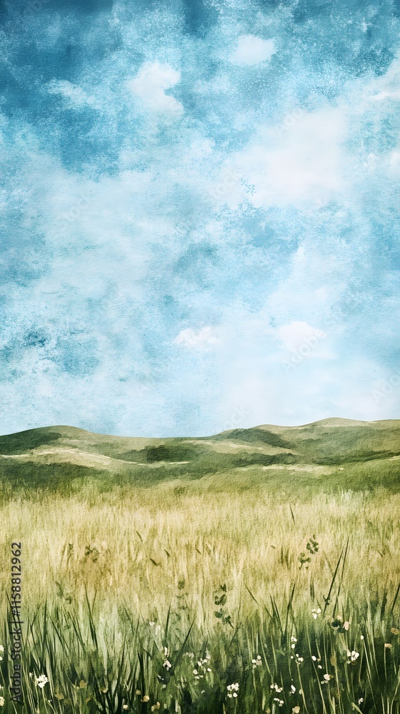 Obraz premium Serene Summer Wheat Field Under a Vast Sky