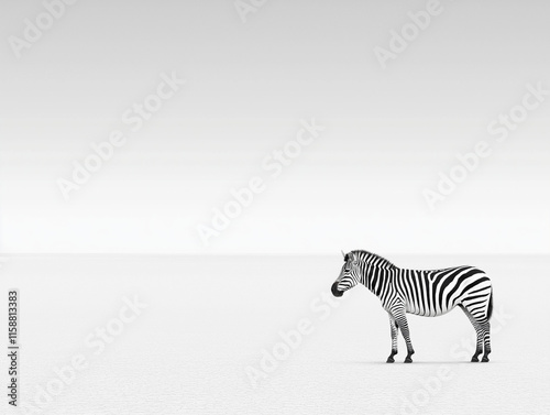 Zebra's Stripes Contrast Against the Stark Plains Background photo