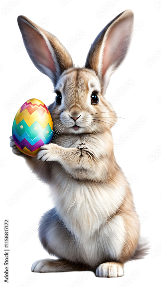 A cute Easter bunny holding a Easter eggs. A cute Easter bunny holding a Easter eggs.